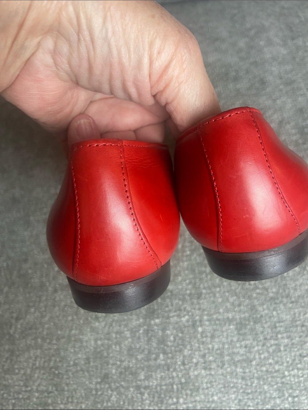 Etienne Aigner Womens Red Leather Slip-On Loafers with Gold Emblem 9 - Picture 6 of 12